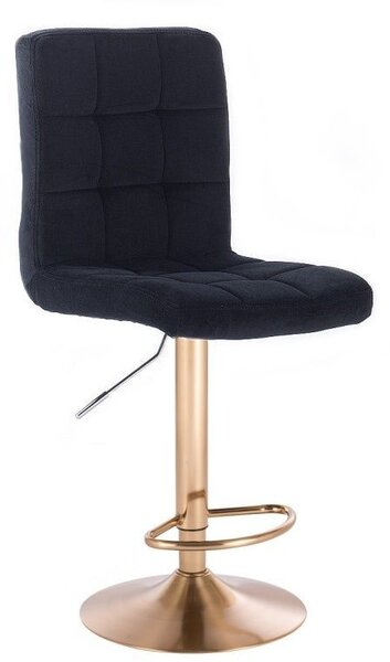 LuxuryForm Barová židle TOLEDO VELUR na zlatém talíři - černá