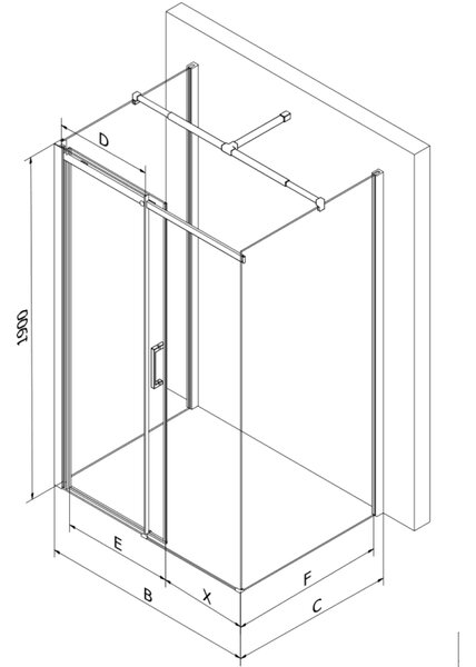 Mexen Omega-3S sprchový kout 3-stěnný, posuvný 110x80 cm, transparentní, chrom + vanička Flat - 825-110-080-01-00-3s-4070