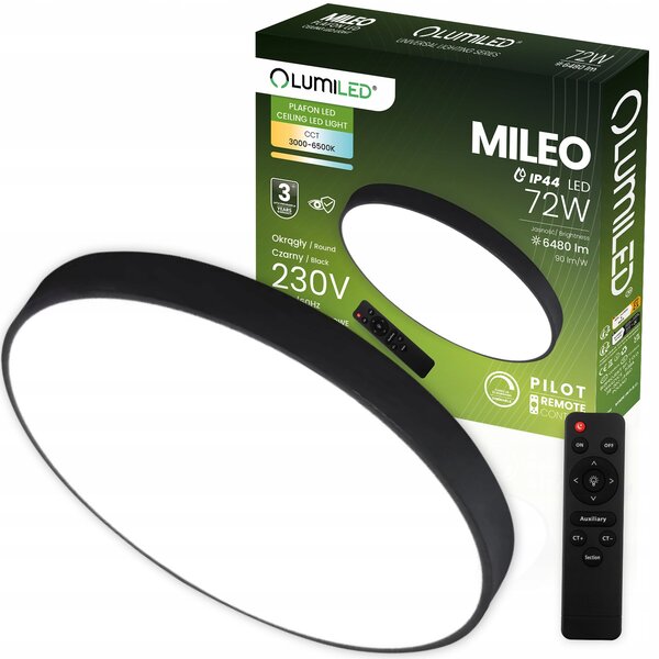 Stropní Svítidlo Lumiled kulatý bílé/černé 49 cm s dálkovým ovládáním, měnitelná barva světla