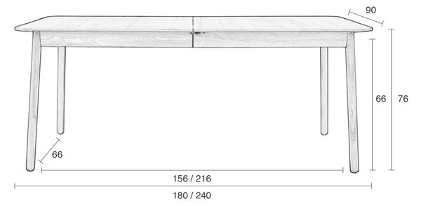Ořechový rozkládací jídelní stůl ZUIVER GLIMPS 180/240 x 90 cm