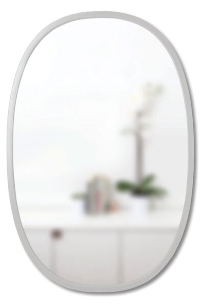 Oválné zrcadlo s šedým rámem Umbra Hub Oval Grey | šedý