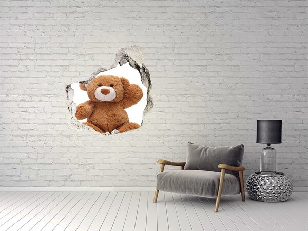 Díra 3D fototapeta na stěnu Medvídek v díře ve zdi nd-p-70563207