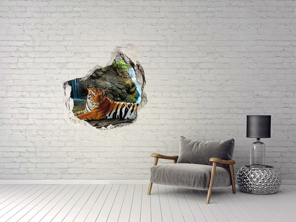 Díra 3D fototapeta nálepka Tygr vodopád nd-p-70563855