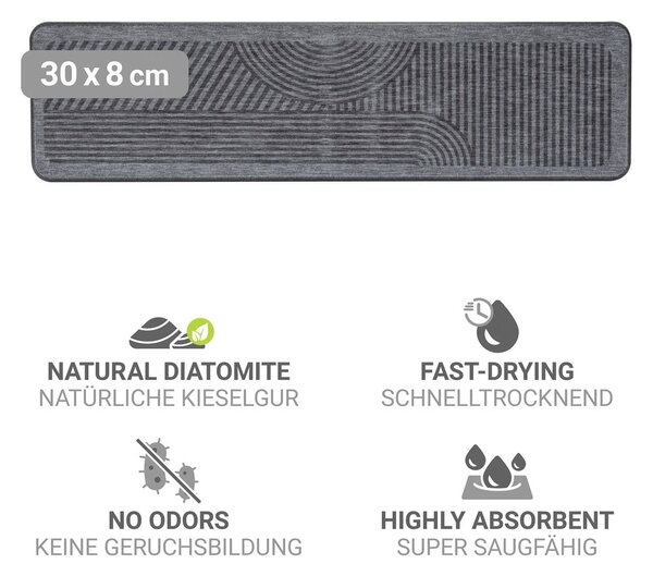 Šedá z křemeliny odkapávací podložka na nádobí 30x8 cm Damon – Wenko
