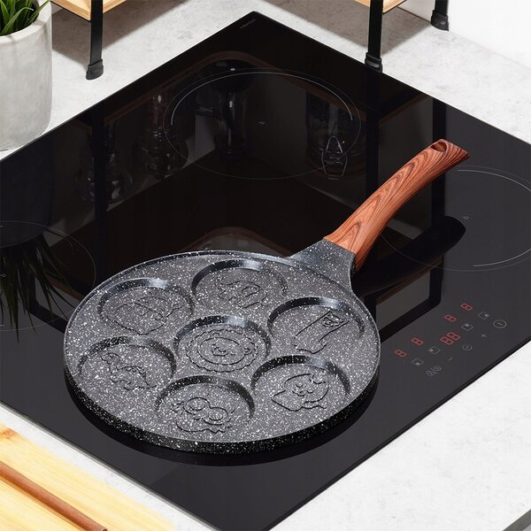 Pánev na vejce žulová 7 otvorů 26 cm VILDE Black&Wood Indukce