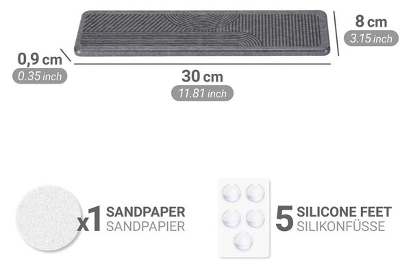 Šedá z křemeliny odkapávací podložka na nádobí 30x8 cm Damon – Wenko