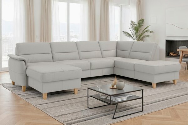 SEDACÍ SOUPRAVA, kůže, světle šedá Sit & More - Sedací soupravy, Online Only