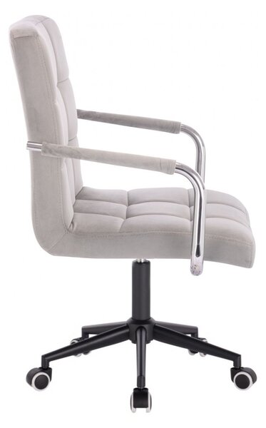 LuxuryForm DESIGN Židle VERONA VELUR na černé podstavě s kolečky - světle šedá