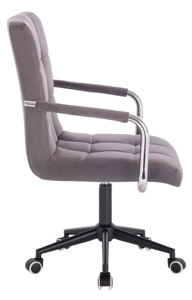 LuxuryForm DESIGN Židle VERONA VELUR na černé podstavě s kolečky - tmavě šedá