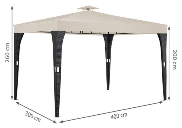Deuba Ratanový altán 3x4 m - krémový
