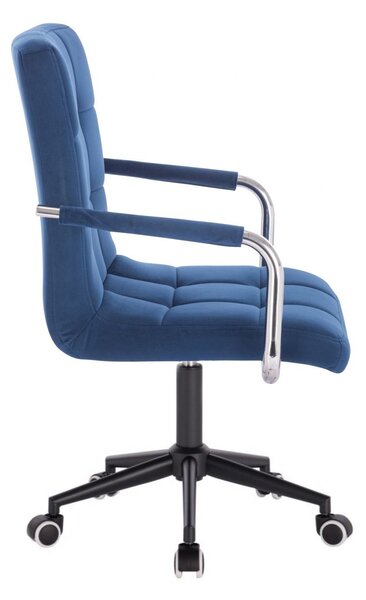 LuxuryForm DESIGN Židle VERONA VELUR na černé podstavě s kolečky - modrá