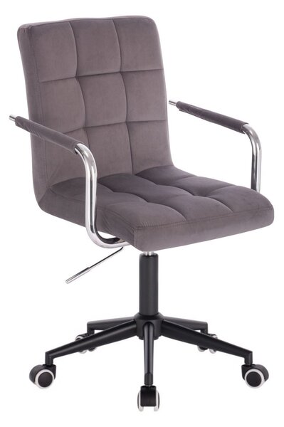 LuxuryForm Židle VERONA VELUR na černé podstavě s kolečky - tmavě šedá