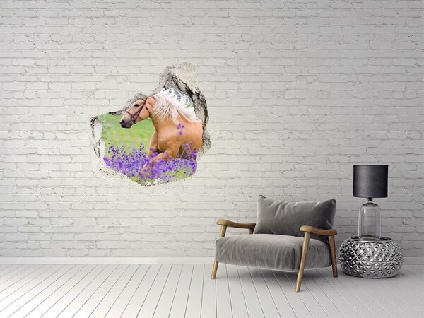 Díra 3D fototapeta Kůň na poli levandule nd-p-84450910
