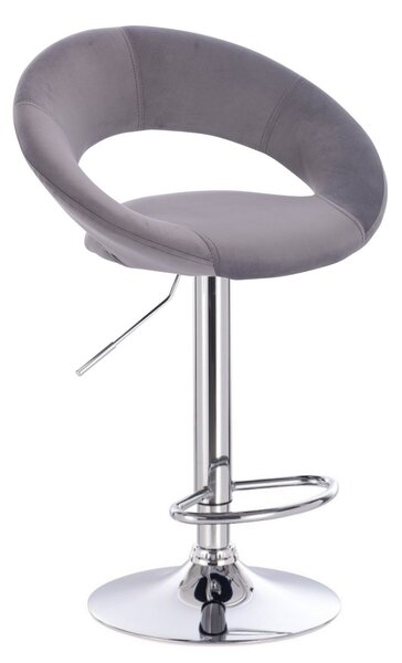 Barová židle NAPOLI VELUR na stříbrném talíři - tmavě šedá