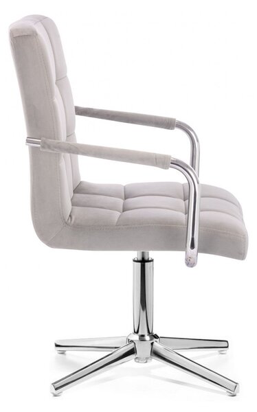 LuxuryForm DESIGN Židle VERONA VELUR na stříbrném kříži - světle šedá
