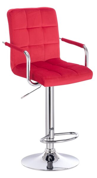 Barová židle VERONA VELUR na stříbrném talíři - červená