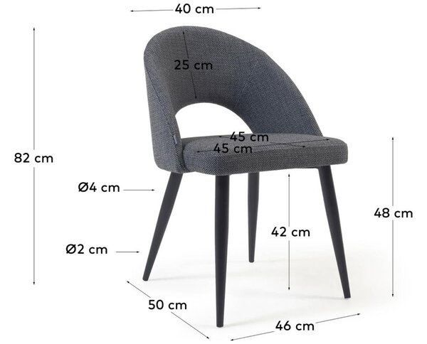 Tmavě šedá látková jídelní židle Kave Home Mael
