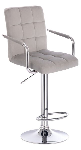 Barová židle VERONA VELUR na stříbrném talíři - světle šedá
