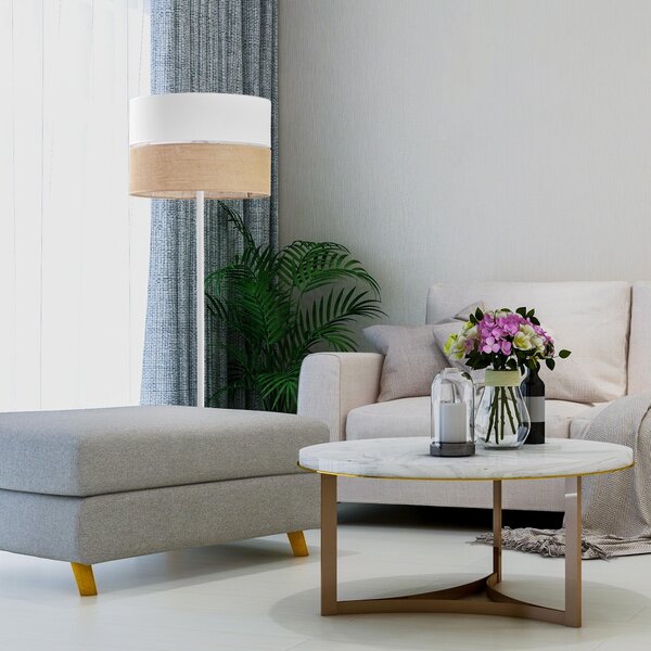 TK Lighting Linobianco stojací lampa 1x15 W bílá-hnědá 5241
