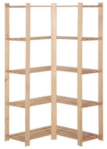 5patrový úložný regál rohový 82,5x82,5x170 cm masivní borovice 327323