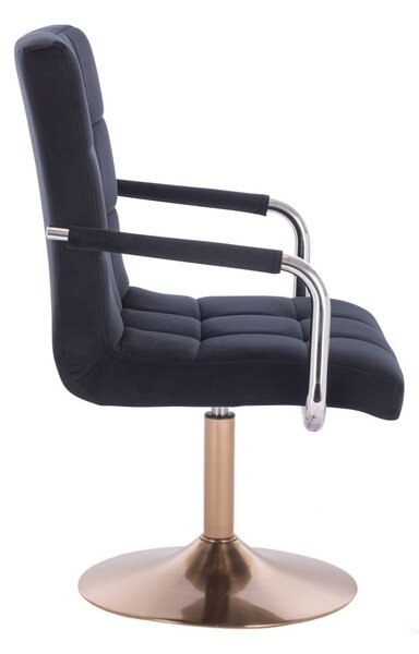 LuxuryForm DESIGN Židle VERONA VELUR na zlatém talíři - černá