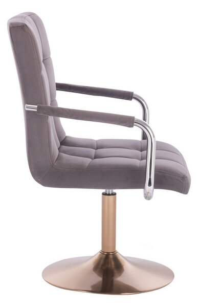 LuxuryForm DESIGN Židle VERONA VELUR na zlatém talíři - tmavě šedá