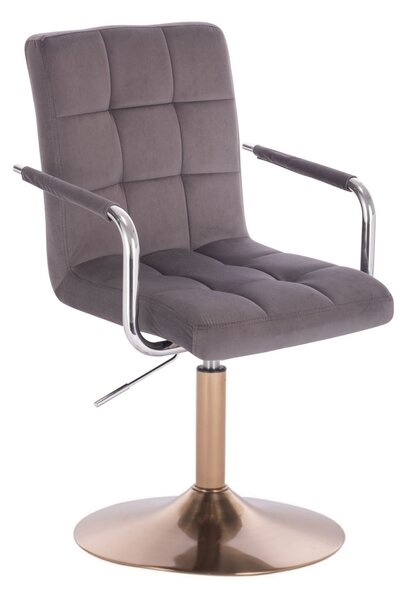LuxuryForm DESIGN Židle VERONA VELUR na zlatém talíři - tmavě šedá