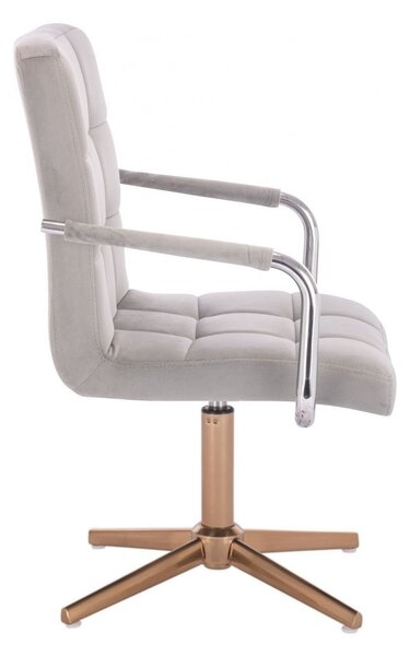 LuxuryForm DESIGN Židle VERONA VELUR na zlatém kříži - světle šedá