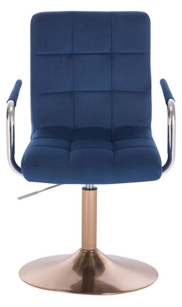 LuxuryForm DESIGN Židle VERONA VELUR na zlatém talíři - modrá