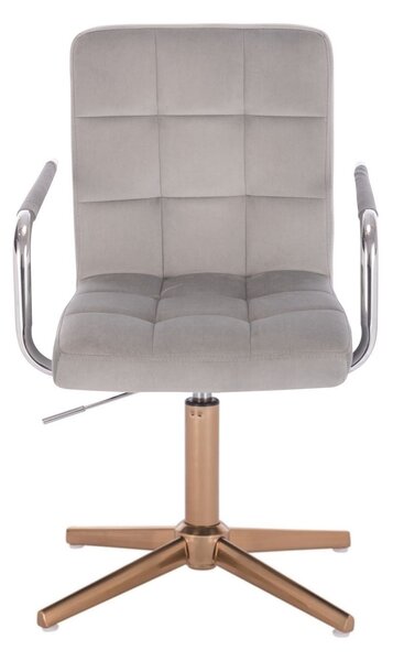 LuxuryForm DESIGN Židle VERONA VELUR na zlatém kříži - světle šedá