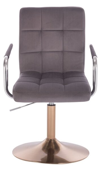 LuxuryForm DESIGN Židle VERONA VELUR na zlatém talíři - tmavě šedá