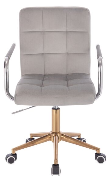 LuxuryForm DESIGN Židle VERONA VELUR na zlaté podstavě s kolečky - světle šedá