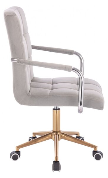LuxuryForm DESIGN Židle VERONA VELUR na zlaté podstavě s kolečky - světle šedá