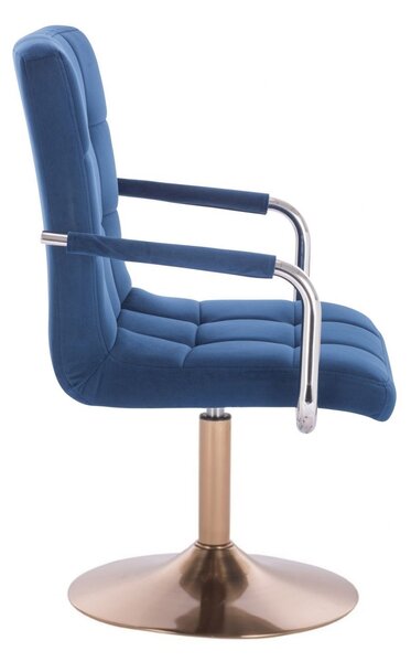 LuxuryForm DESIGN Židle VERONA VELUR na zlatém talíři - modrá