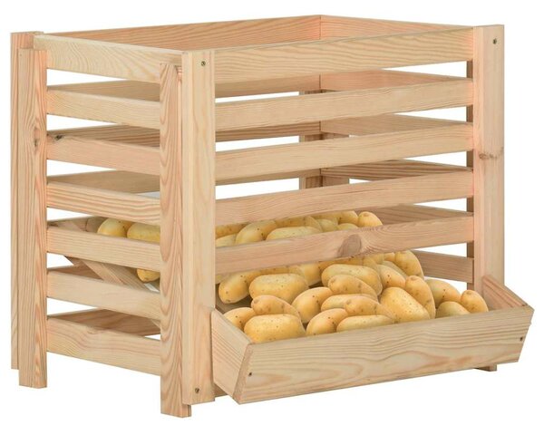 Bedna na brambory 60 x 40 x 50 cm masivní borové dřevo 327328