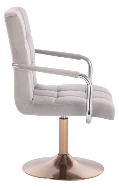 LuxuryForm DESIGN Židle VERONA VELUR na zlatém talíři - světle šedá