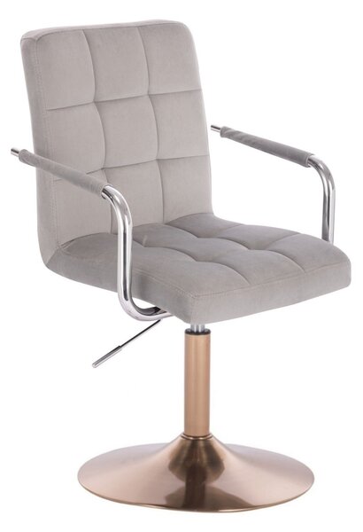 LuxuryForm Židle VERONA VELUR na zlatém talíři - světle šedá