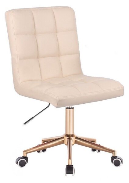 LuxuryForm Židle TOLEDO na zlaté podstavě s kolečky - krémová