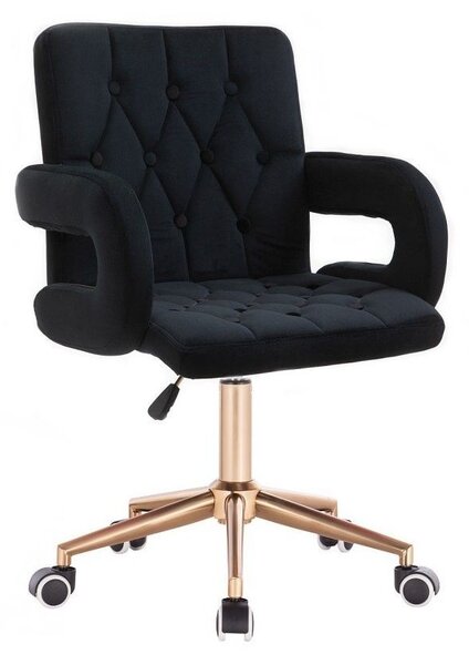 LuxuryForm DESIGN Židle BOSTON VELUR na zlaté podstavě s kolečky - černá