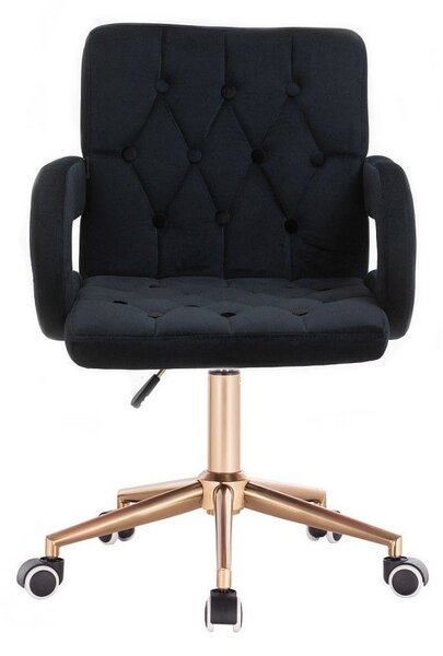 LuxuryForm DESIGN Židle BOSTON VELUR na zlaté podstavě s kolečky - černá
