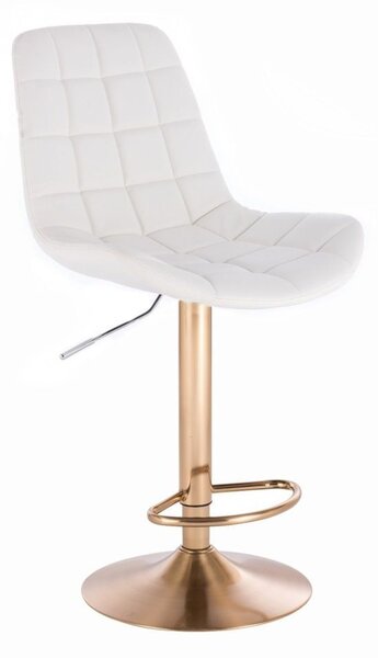 LuxuryForm Barová židle PARIS na zlatém talíři - bílá