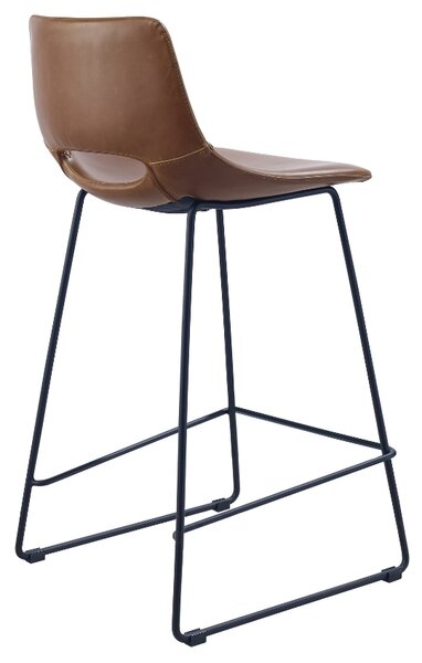 Koňakově hnědá koženková barová židle Kave Home Zahara 65 cm