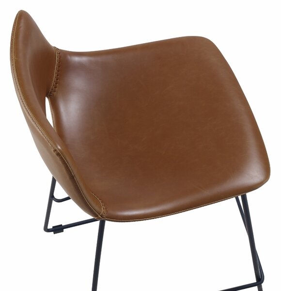 Koňakově hnědá koženková barová židle Kave Home Zahara 65 cm