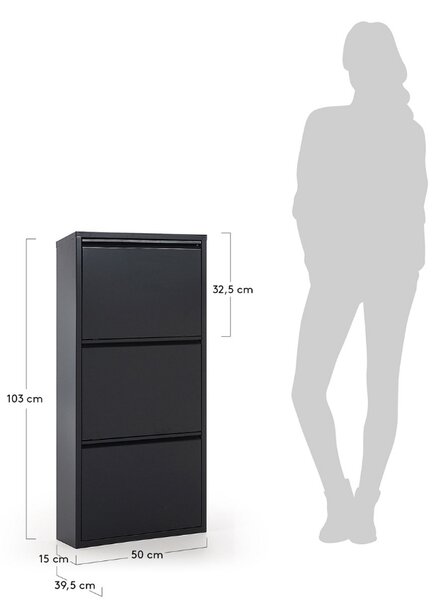 Grafitově šedý kovový botník Kave Home Ode 103 cm