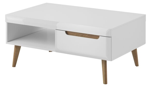 PIASKI Konferenční stolek - NORDI NL107, lesklá bílá/dub riviéra