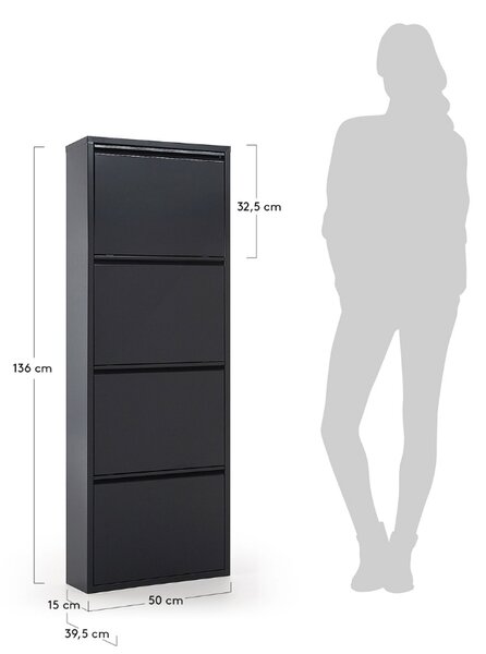 Grafitově šedý kovový botník Kave Home Ode 136 cm
