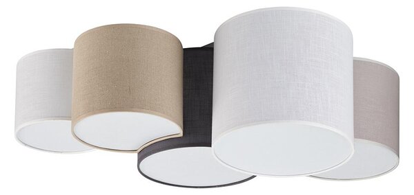 TK-LIGHTING Přisazené stropní textilní osvětlení MONA, 5xE27, 60W, kulaté, šedé 4185