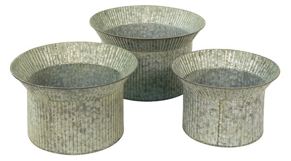 3ks šedý antik dekorační obal na květináč - Ø 40*23 / Ø 34*21 / Ø 28*19 cm - Clayre & Eef
