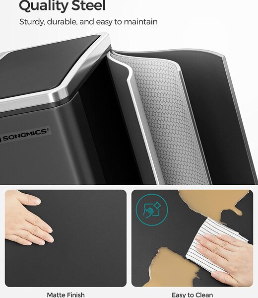 SONGMICS Odpadkový koš na tříděný odpad 2 x 15 l černý