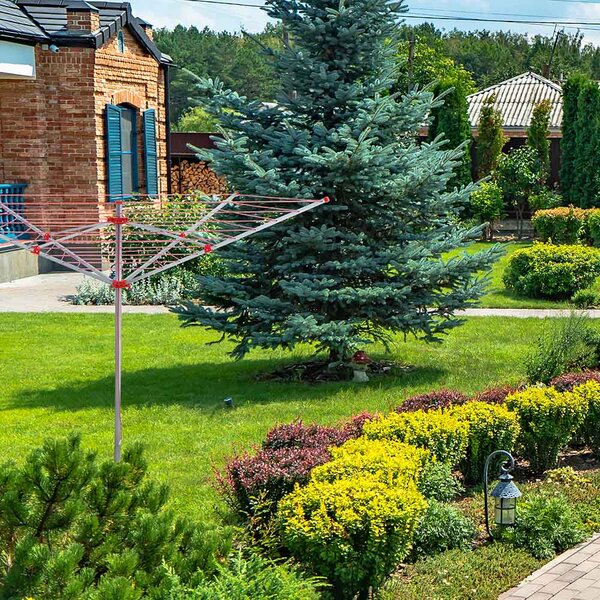 Erga Garden 5000, volně stojící 4-ramenný zahradní sušák na prádlo 200x200x195 cm, stříbrná-červená, ERG-SEP-10SUSOGRGAR50